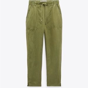 ZARA Khaki Colored Linen Blend Pants NWT Size XXL
